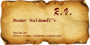Roder Valdemár névjegykártya